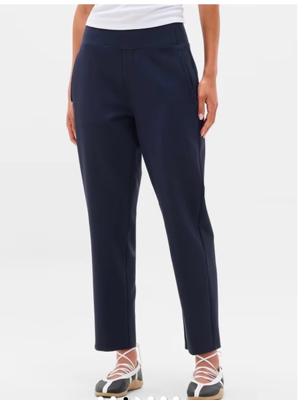 Athleta 6 Endless High Rise Trouser Pants Navy Office Travel Slim Straight Work